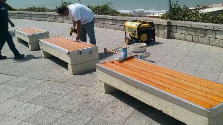 Noticias de Mar del Plata. Reparan bancos con madera reciclada