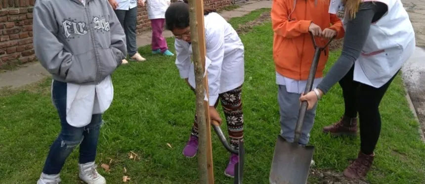 Noticias de Mar del Plata. Plantan dos árboles en la Escuela Municipal Primaria 15