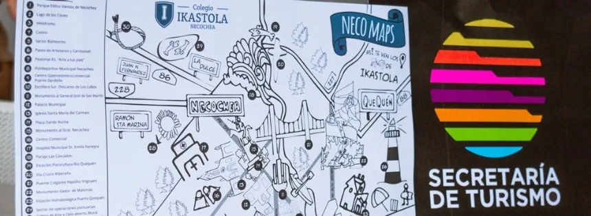 Noticias de Turismo. Presentaron mapa que resalta las atracciones de Necochea