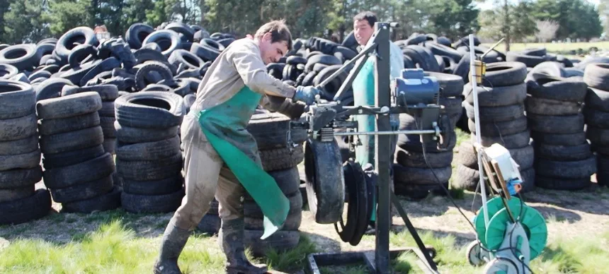 Reciclaje de neumáticos en Loberia. Noticia de Región Mar del Plata