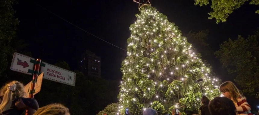 Noticias de Mar del Plata. Se encendieron las luces del Árbol de Navidad de Plaza San Martín