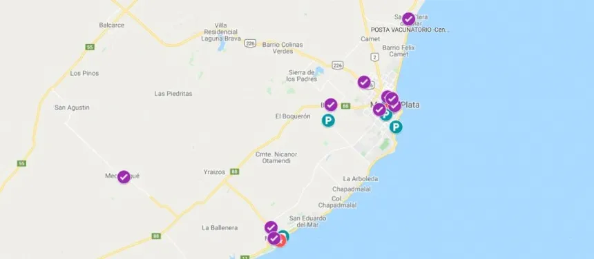 Noticias de Regionales. Mapa de puestos de vacunación y testeos localidades de la Provincia de Buenos Aires