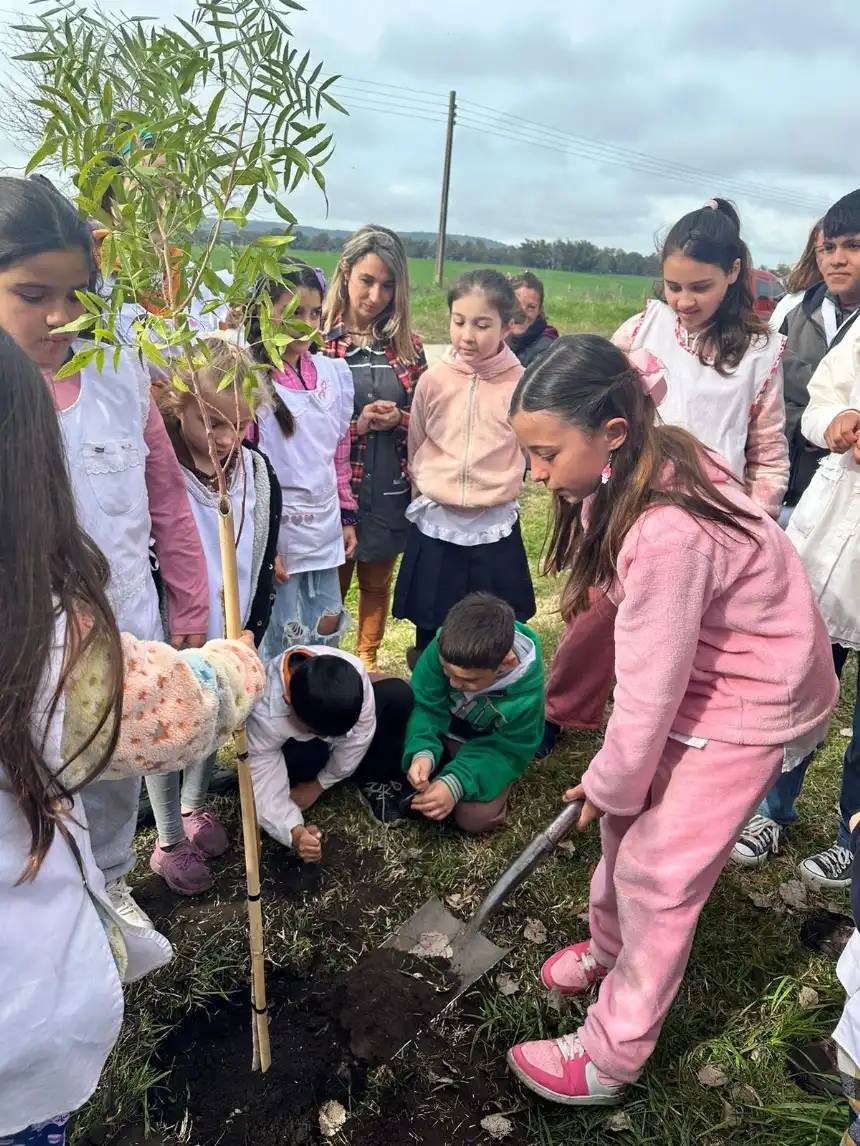 Noticias de Balcarce. Plantan árboles en la escuela primaria 24