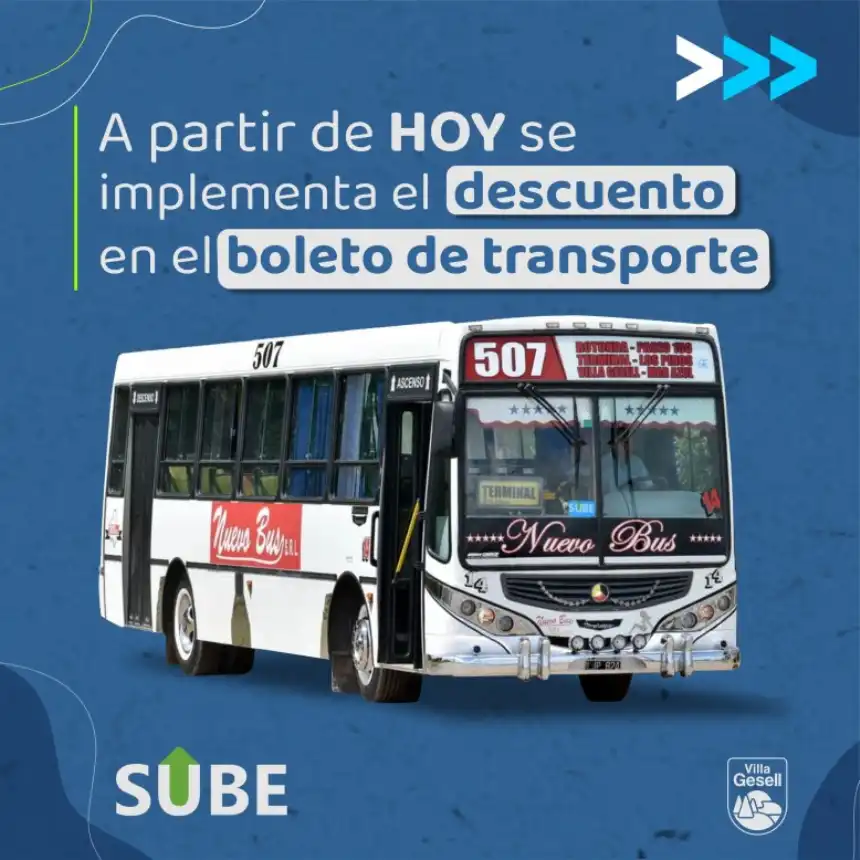 Noticias de Villa Gesell. Se implementa el nuevo descuento en el transporte público