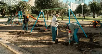 Inician obras de mejora en la Plaza Colón de Gral. Pueyrredón